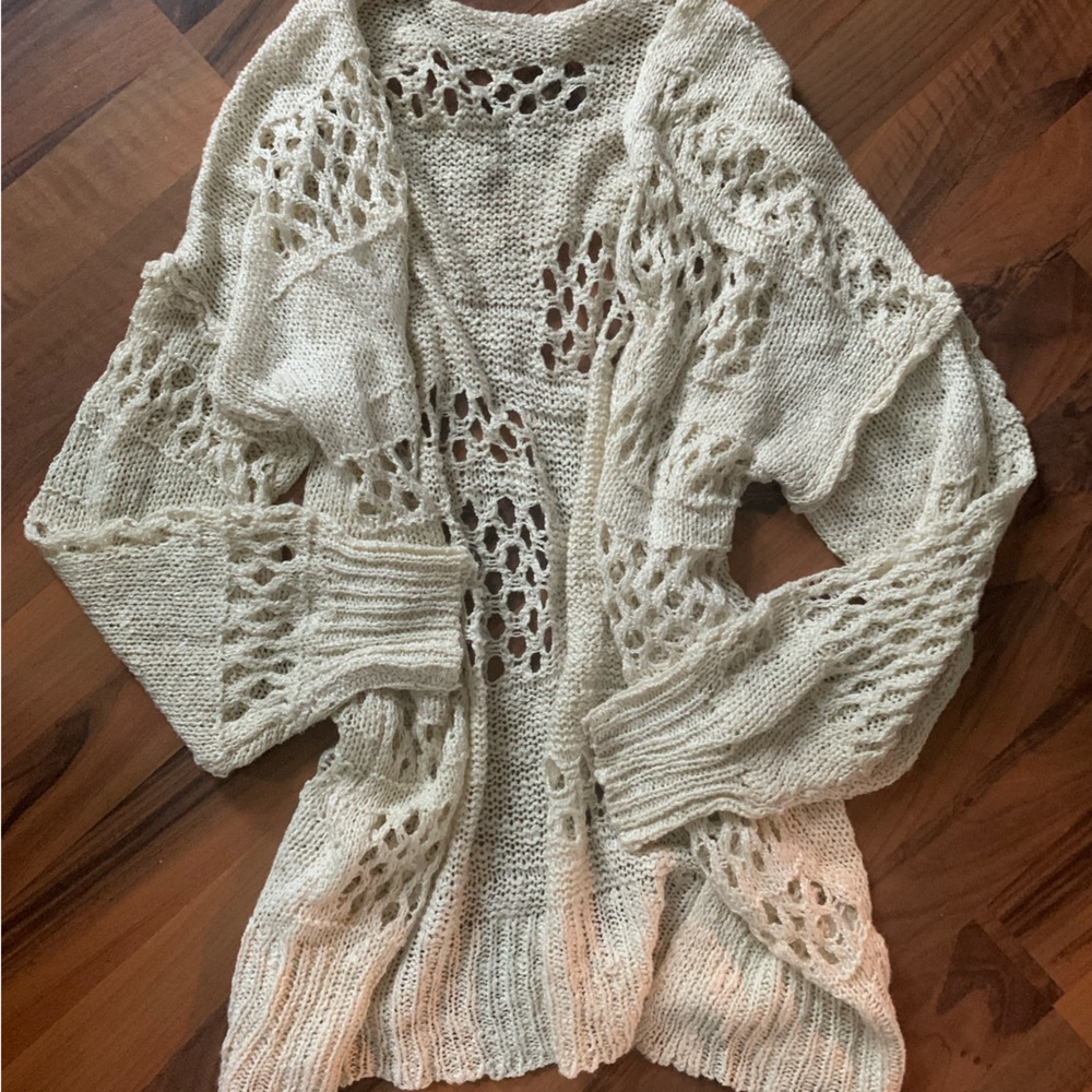 Crochet patchwork open cardigan